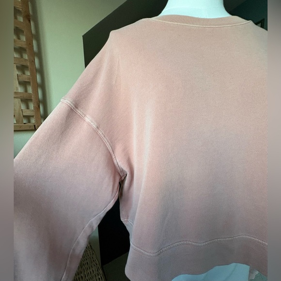 Z Supply VINTAGE Distressed Salmon Color Crew Neck Dropped Shoulder Sweatshirt - Picture 7 of 11